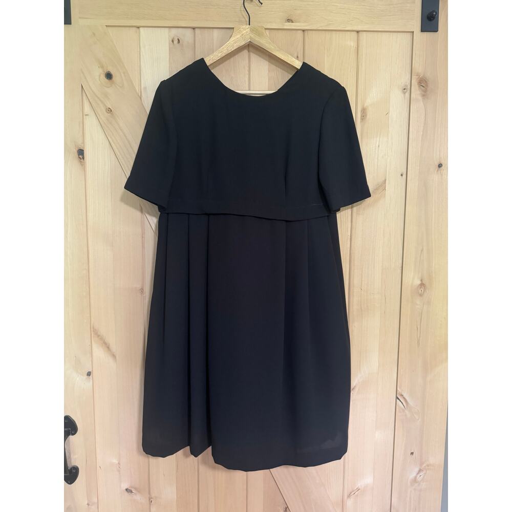 Liz Claiborne | Vintage 90s Short Sleeve Black Pleated Swing Dress | Size 6